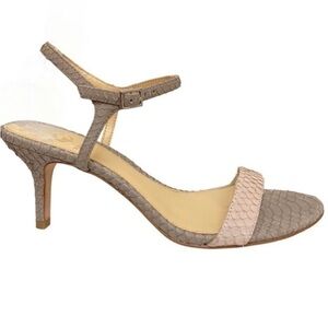 VC Signature Vi-Alcine Leather Snakeskin Heels in Tan Size 9